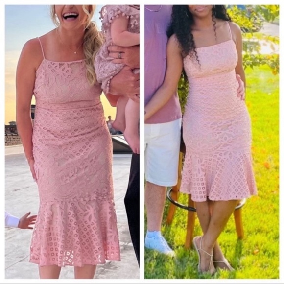 NWOT Lulus Unlimited Love Dusty Pink Lace Trumpet Midi Dress - Picture 9 of 14